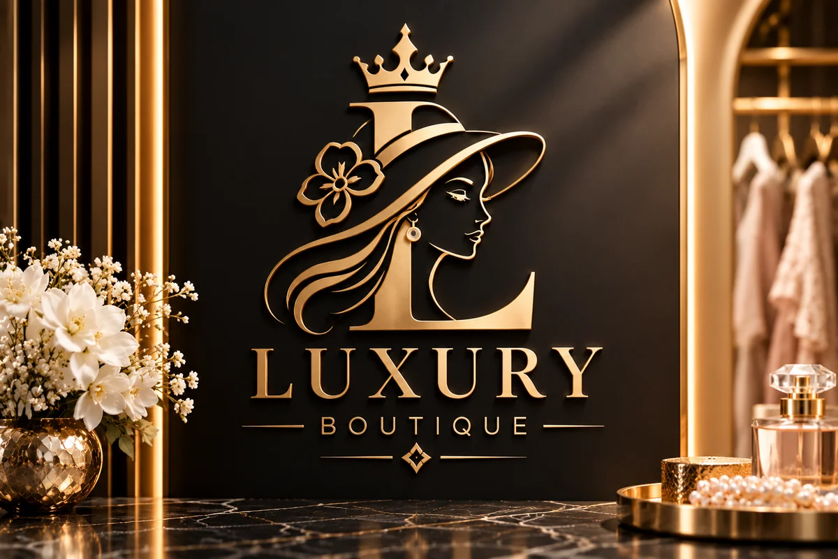 Luxury boutique logo design concept with premium gold branding