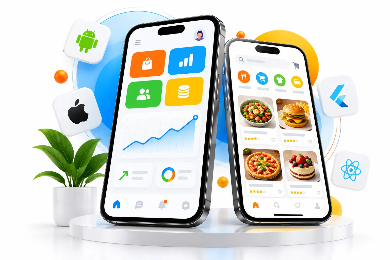 Mobile app development services for usa businesses featuring android, ios and cross-platform app interface designs