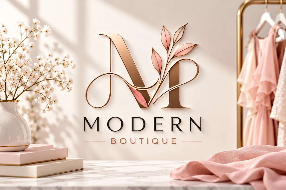 Modern boutique logo design concept with elegant floral monogram