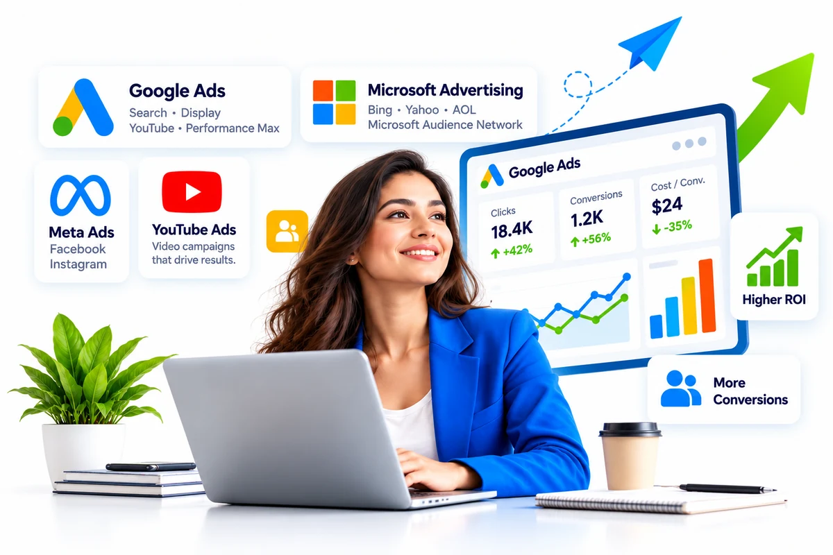 Paid advertising services for u. S. Businesses including google ads, microsoft advertising, meta ads and conversion optimization